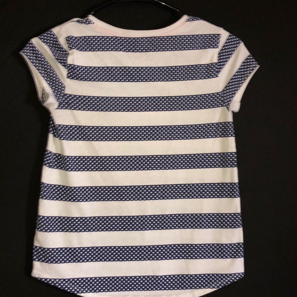Blue & White Striped Tee w/ Fish Design - Picture 2 of 3